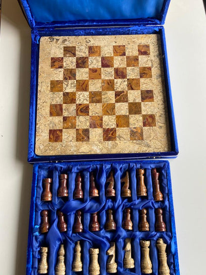 Onyx & Red Coral Semi Precious Hand Made Chess Board  Sourced From Afghanistan (30*30 cm) cm