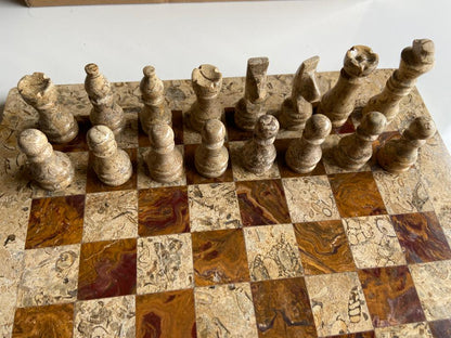 Onyx & Red Coral Semi Precious Hand Made Chess Board  Sourced From Afghanistan (30*30 cm) cm