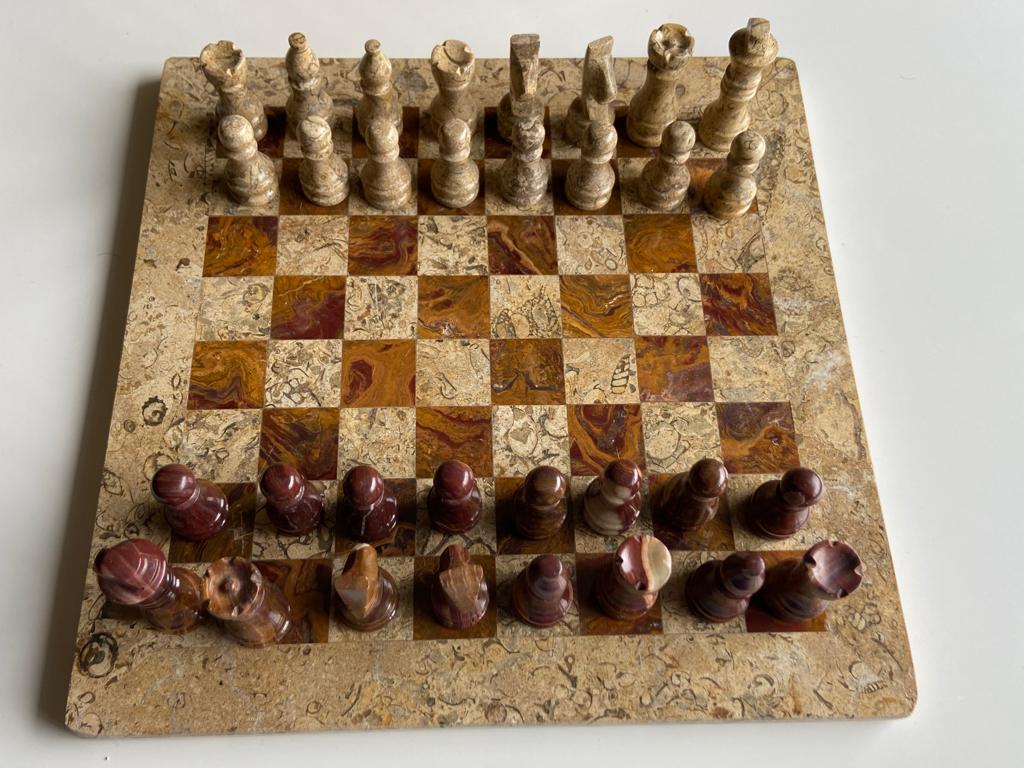 Onyx & Red Coral Semi Precious Hand Made Chess Board  Sourced From Afghanistan (30*30 cm) cm