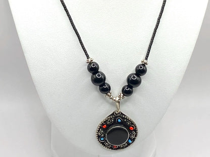 Handcrafted Black Agate, Turquoise and Carnelian Necklace | Hand made | Stone Sourced from Oldest Mines