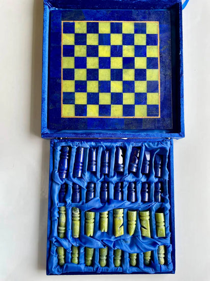 Jade & Lapiz Lazuli Chess Board Hand Made Authentic Chess Board Set  (Size = 30*30 cm)