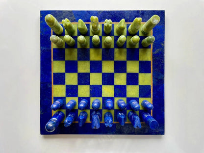 Jade & Lapiz Lazuli Chess Board Hand Made Authentic Chess Board Set  (Size = 30*30 cm)