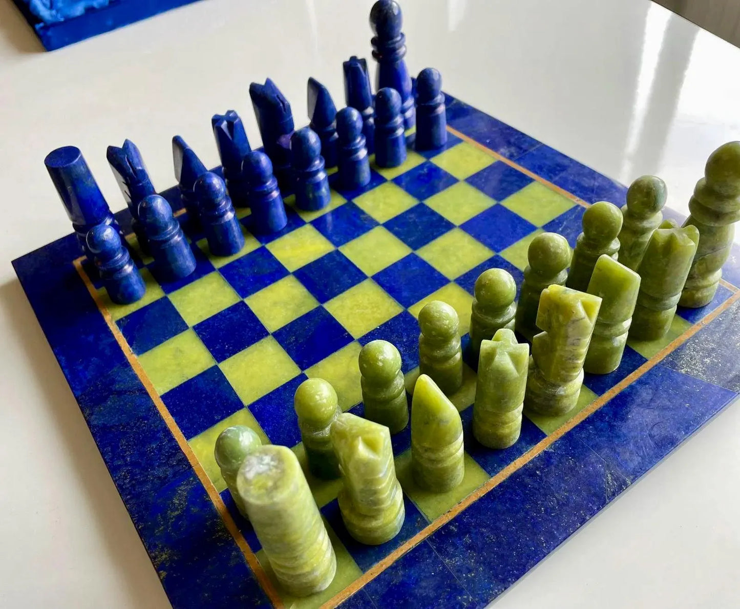 Jade & Lapiz Lazuli Chess Board Hand Made Authentic Chess Board Set  (Size = 30*30 cm)